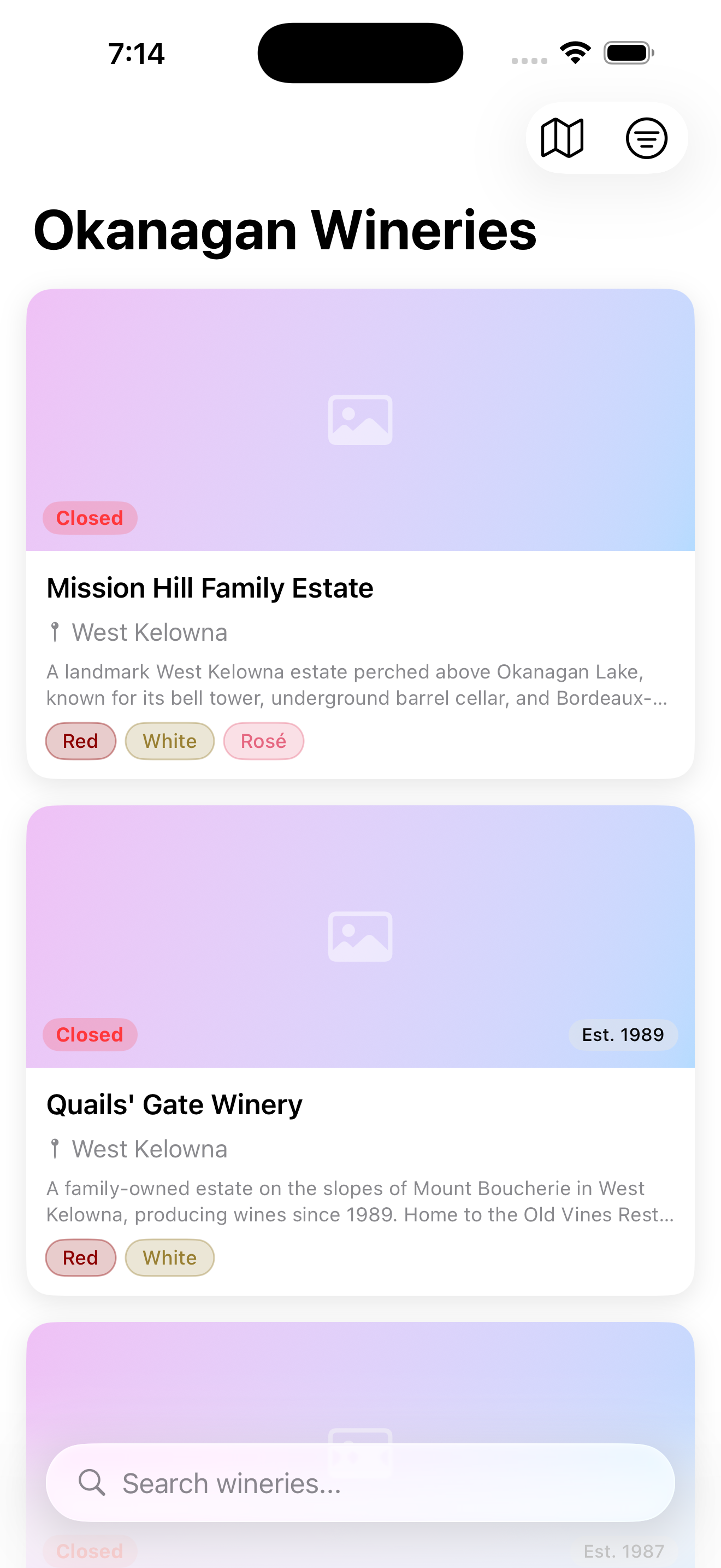Winery Directory - iPhone
